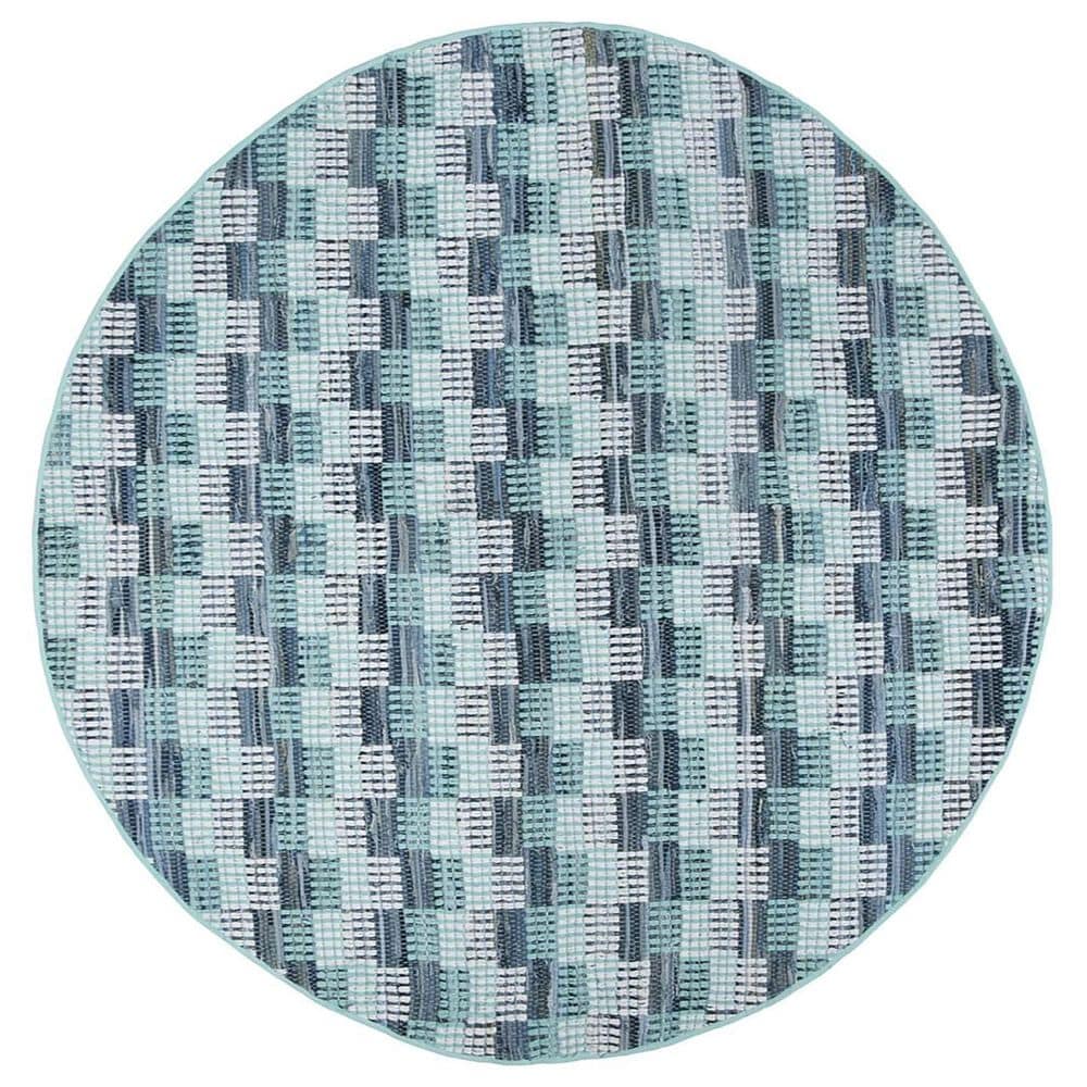 Safavieh Montauk Geometric 6" Round Turquoise and Multicolor Area Rug, , large