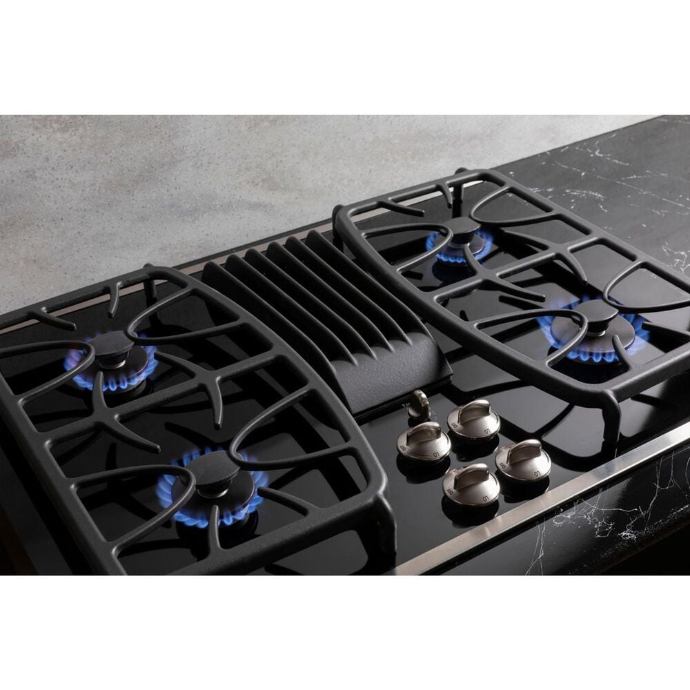 GE Profile 30" Built-In Gas Downdraft Cooktop in Black and Stainless Steel, , large