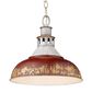 Golden Lighting Kinsley 1-Light Large Pendant with Antique Red Shade in Aged Galvanized Steel, , large