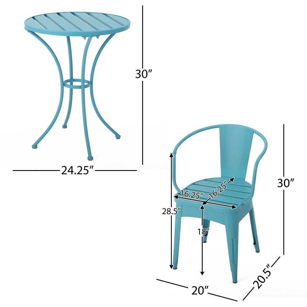 Hearth and Haven Colmar 3-Piece Outdoor Bistro Set in Blue, , large