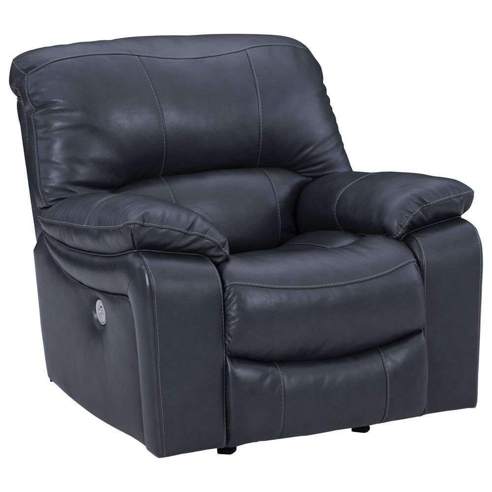 Ashley Leesworth Leather Power Reclining Sofa and Recliner Set in Ocean, , large