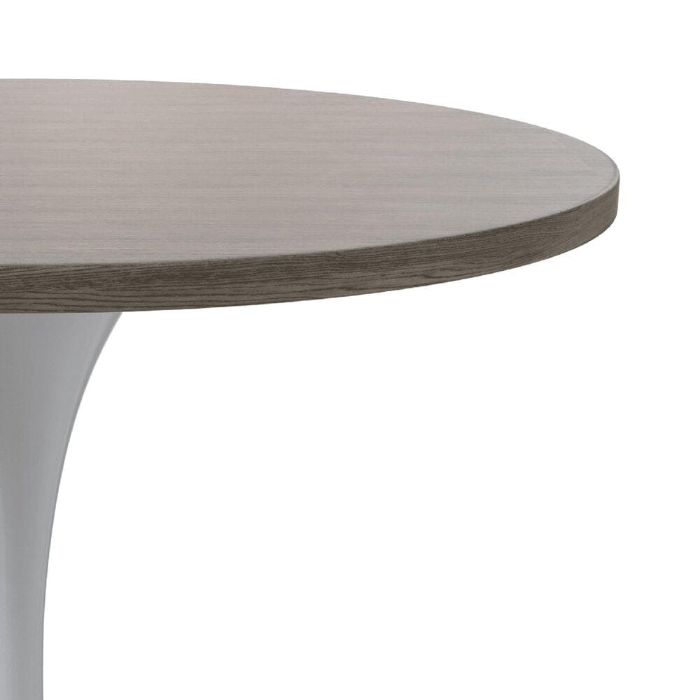 Leisuremod LeisureMod Verve Collection 36 Round Dining Table, White Base with Dark Maple MDF Top, , large