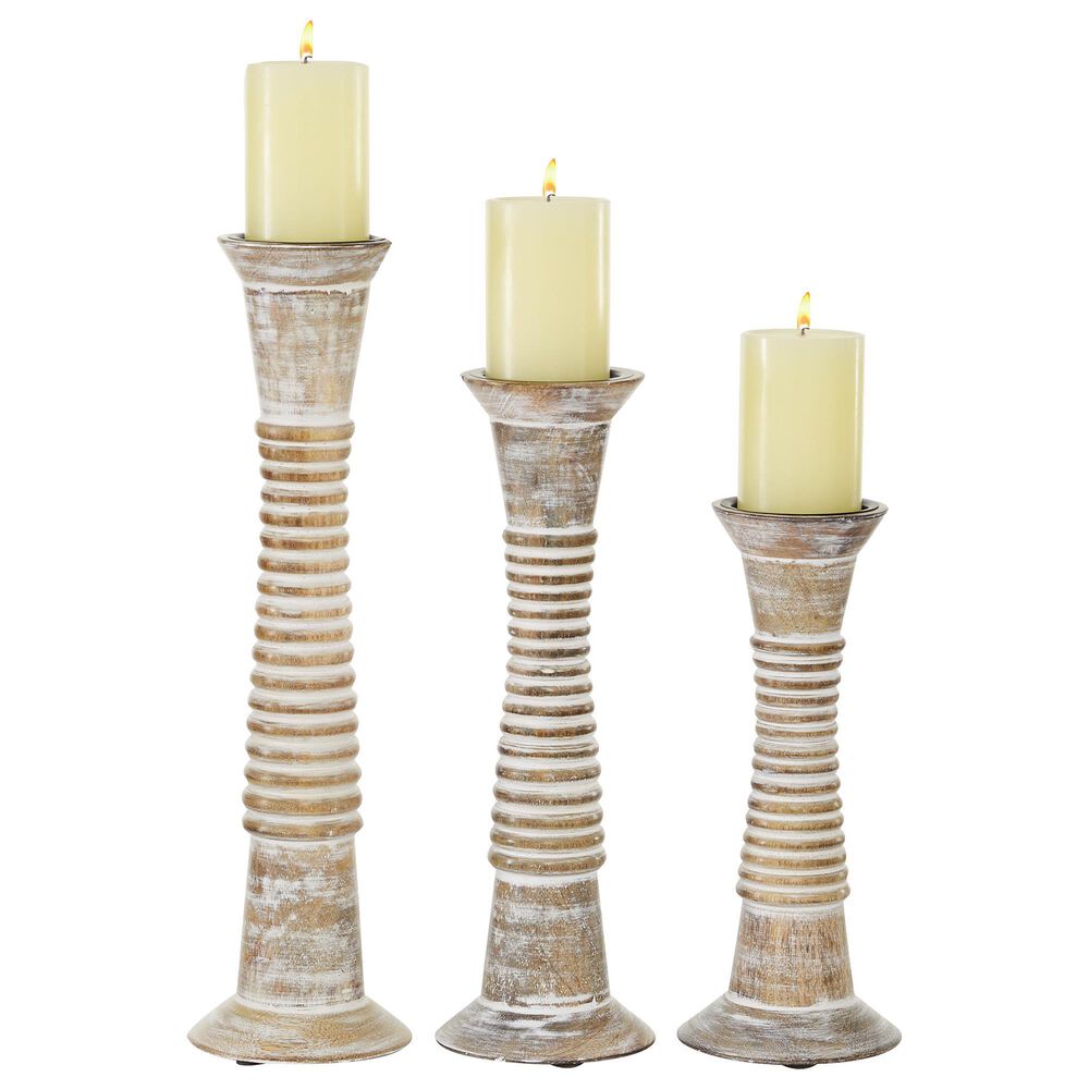 Maple and Jade Candle Holder in White Washed and Natural &#40;Set of 3&#41;, , large