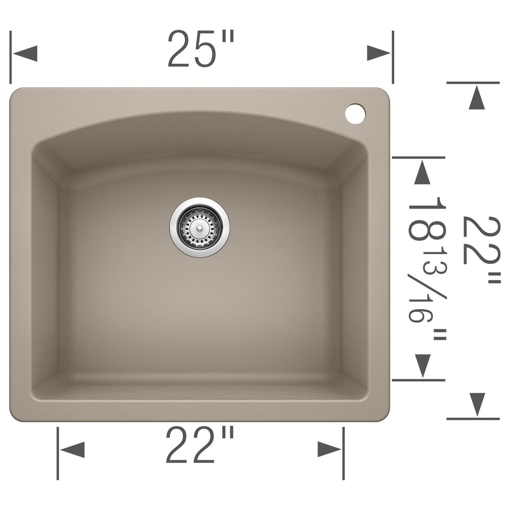 Blanco Diamond 25&quot; Single Bowl Dual Mount Kitchen Sink in Truffle, , large