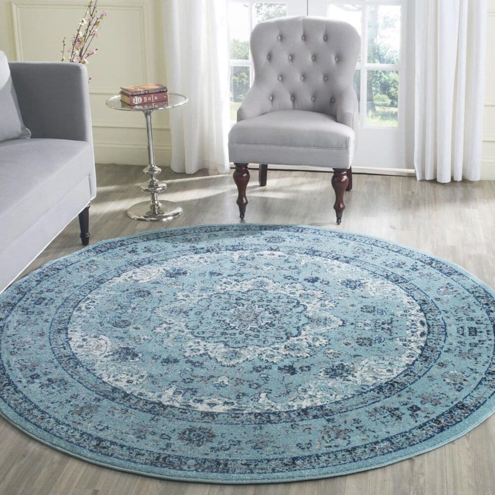 Safavieh Evoke EVK220E 3" Round Light Blue Area Rug, , large