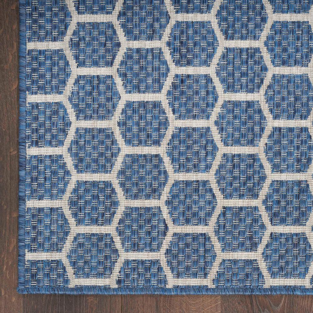 Nourison Twist Reversible 2&#39;2&quot; x 8&#39; Blue Indoor/Outdoor Runner, , large