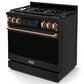 THOR KITCHEN Gordon Ramsay 6 Cu. Ft. 36" Professional Natural Gas Range with Rose Gold Handle Kit in Black, , large