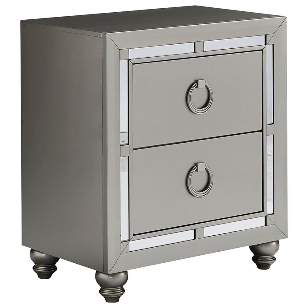 Global Furniture USA Riley 2 Drawer Nightstand in Silver, , large