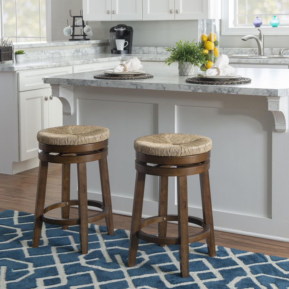 Linon Home Decor Morgan Swivel Counter Stool in Walnut, , large