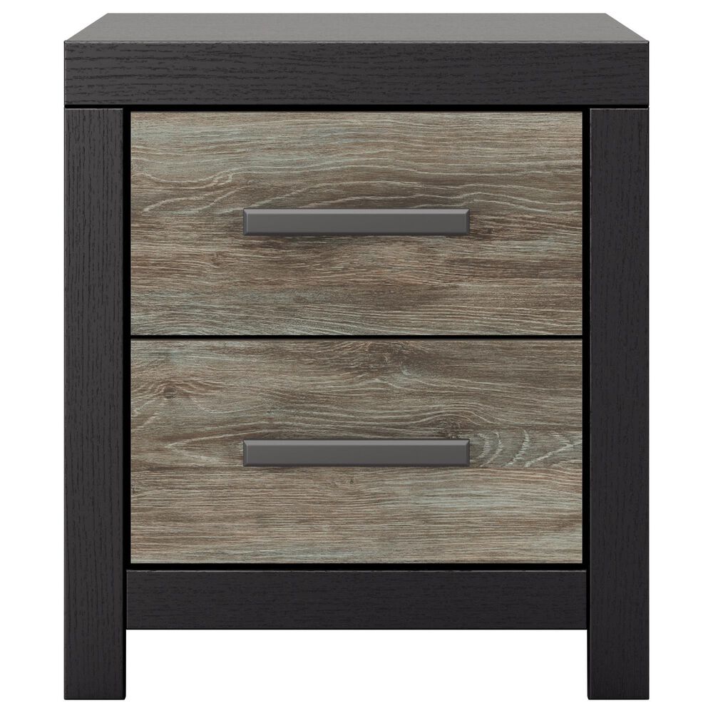 Ashley Broachmyn 2 Drawer Nightstand in Rustic Gray and Matte Black, , large