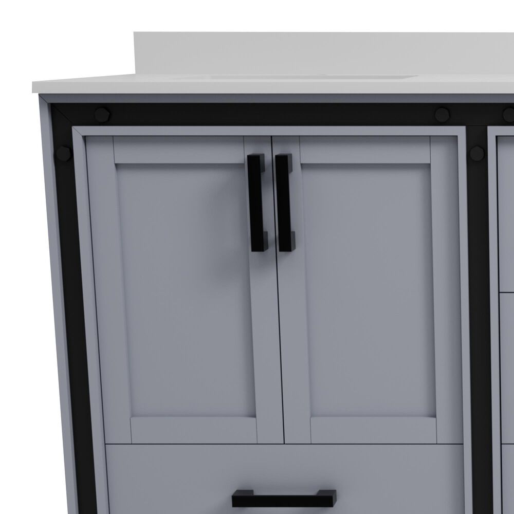 Lexora Home Ziva 72" Double Bathroom Vanity in Dark Grey with 2 cm White Cultured Marble Top and Rectangular Sinks, , large