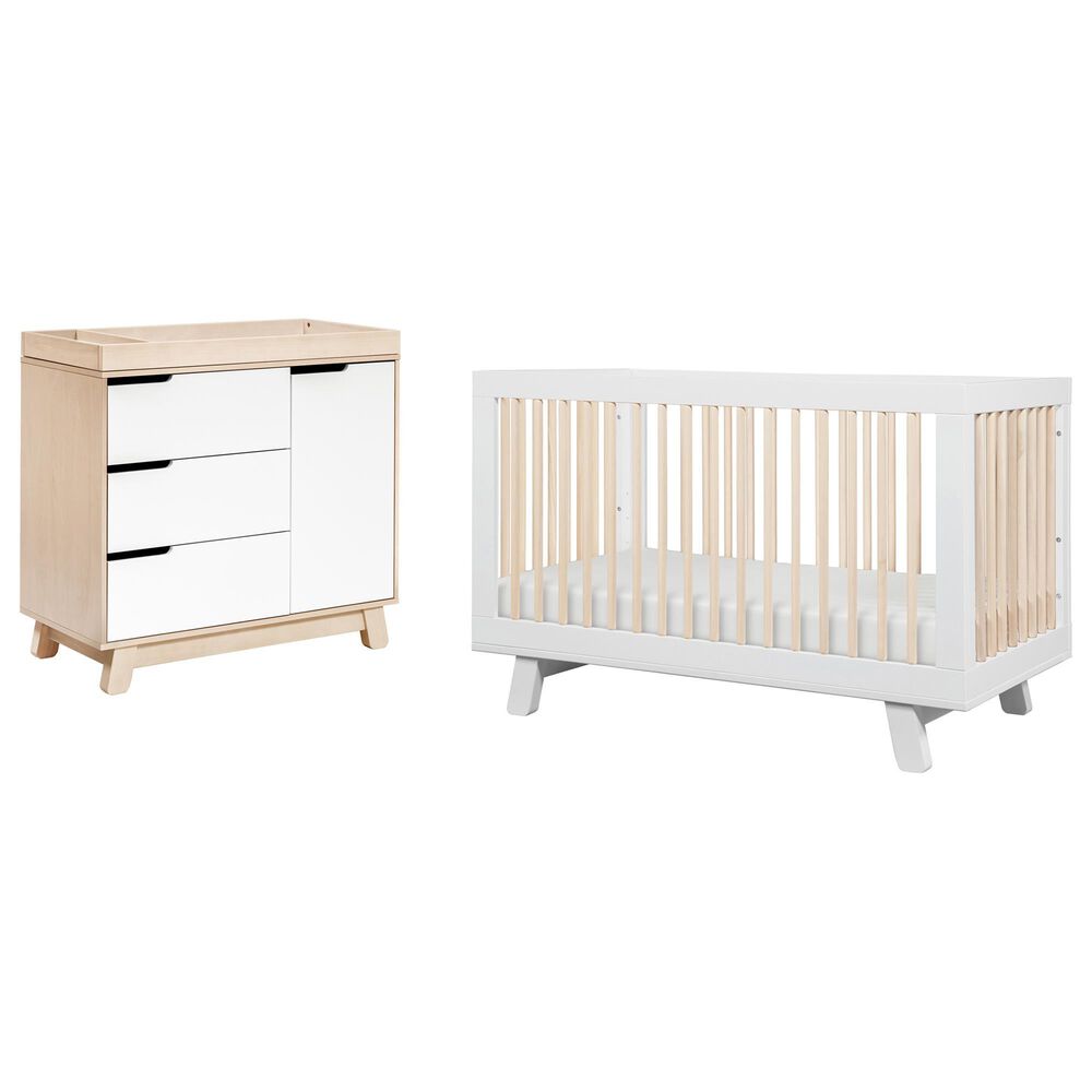 Babyletto Hudson Crib and 3 Drawer Dresser Set in Washed Natural and