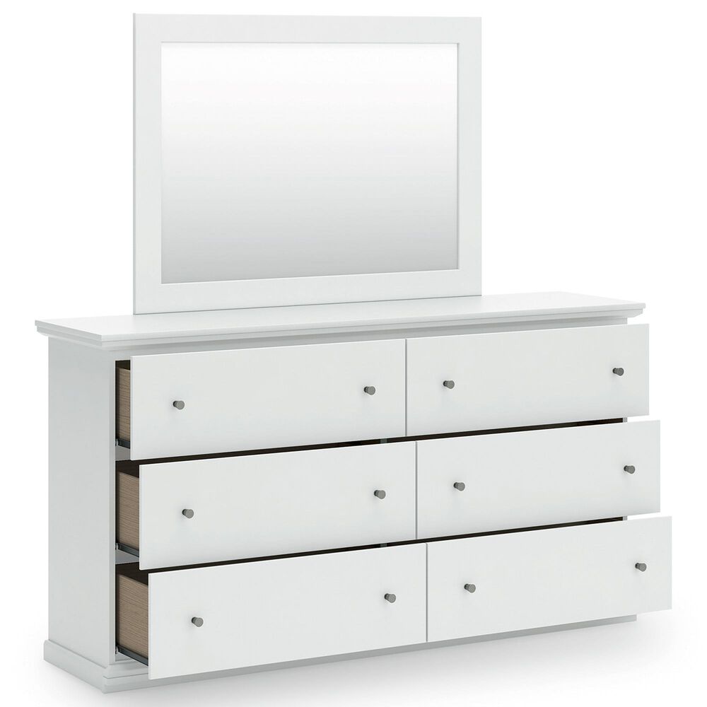 Ashley Bostwick Shoals 6-Drawer Dresser and Mirror in White, , large