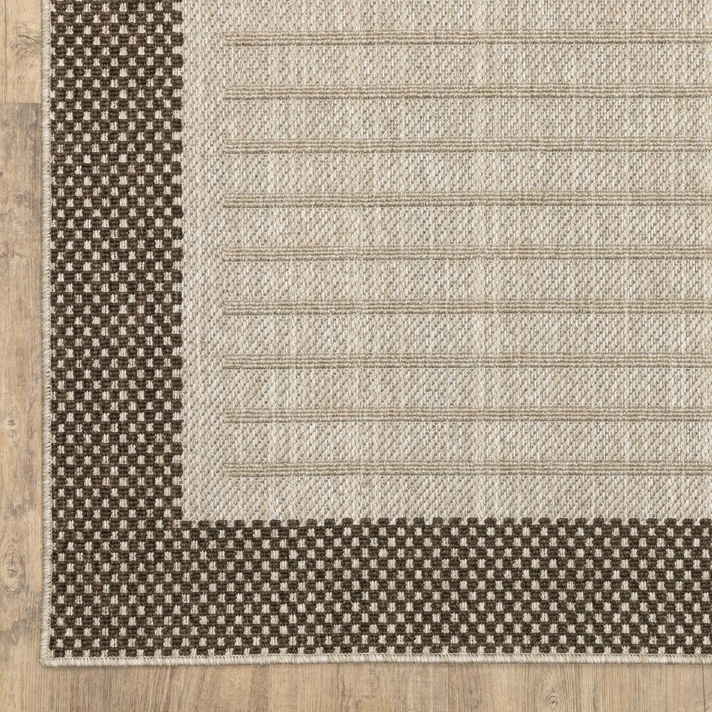 ROW by Oriental Weavers Zarina Striped Beige and Brown 3'3" x 5' Indoor/Outdoor Area Rug, , large