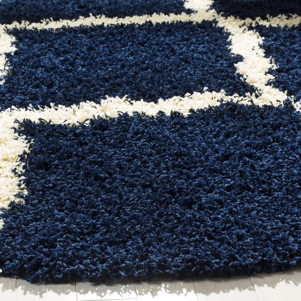 Safavieh Dallas Shag SGD257N-6R 6&#39; x 6&#39;  Navy/Ivory Round Rug, , large
