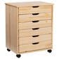 Linon Home Decor Cary 6-Drawer Wide Rolling Cart in Natural, , large