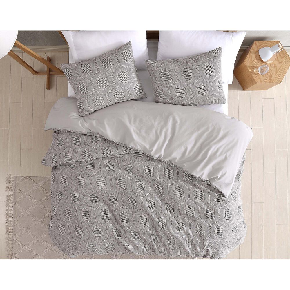 Hallmart Collectibles Rayleen Waffle Hex 3-Piece Queen Comforter Set in Gray, , large