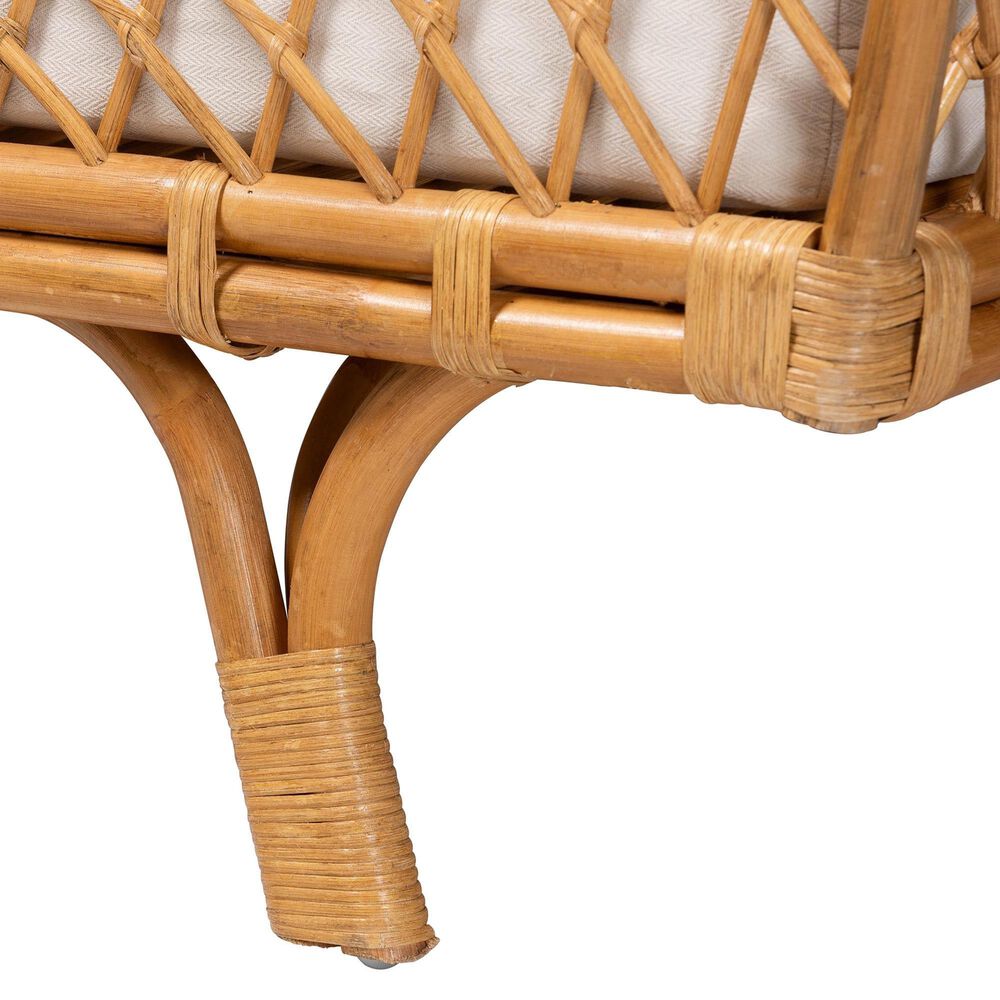 Baxton Studio Akemi Twin Rattan Daybed with Cushion in Light Honey, , large