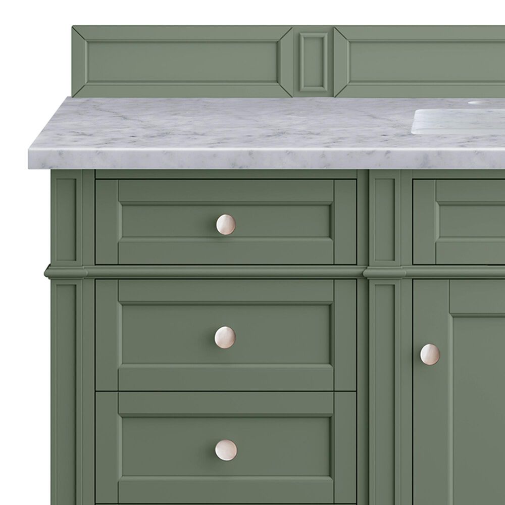 James Martin Vanities Brittany 60&quot; Single Bathroom Vanity in Smokey Celadon with 3 cm Carrara White Marble Top and Rectangular Sink, , large