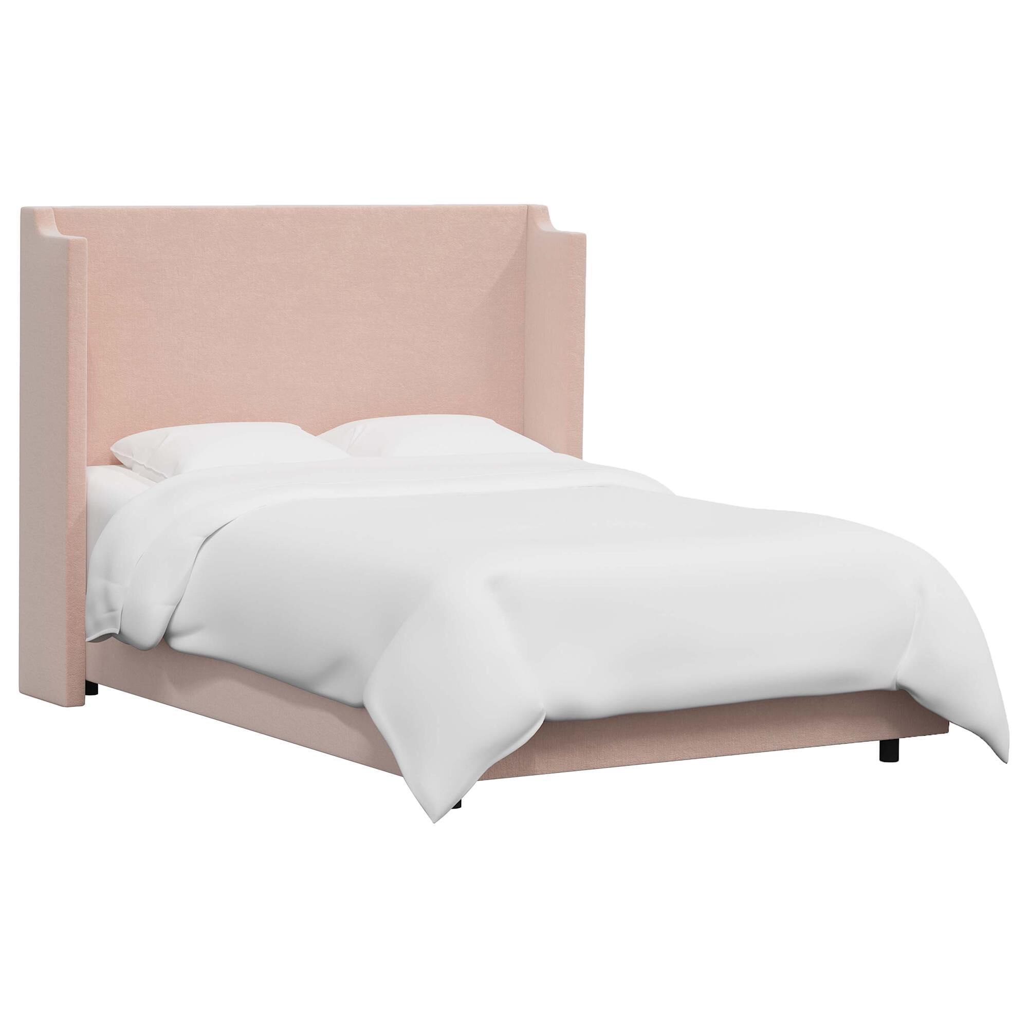 Pink wingback online bed