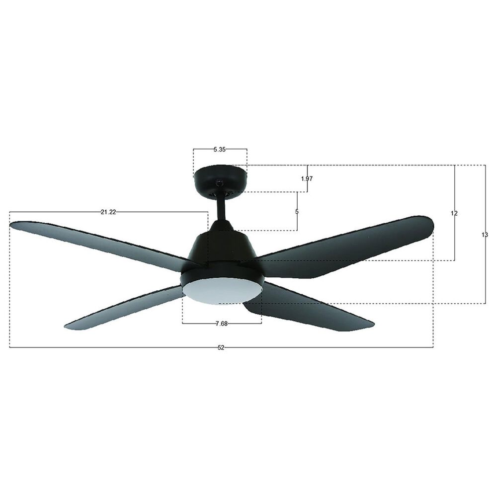 Beacon Lighting Aria 52&quot; Indoor LED Light with Remote Ceiling Fan in Black, , large