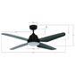Beacon Lighting Aria 52" Indoor LED Light with Remote Ceiling Fan in Black, , large