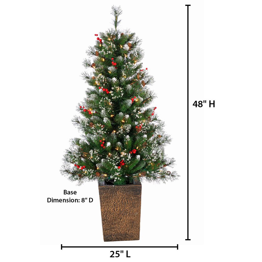 The Gerson Company 4&#39; Potted Pre-Lit Artificial Needle Glacier Pine with White LED Lights in Green, , large