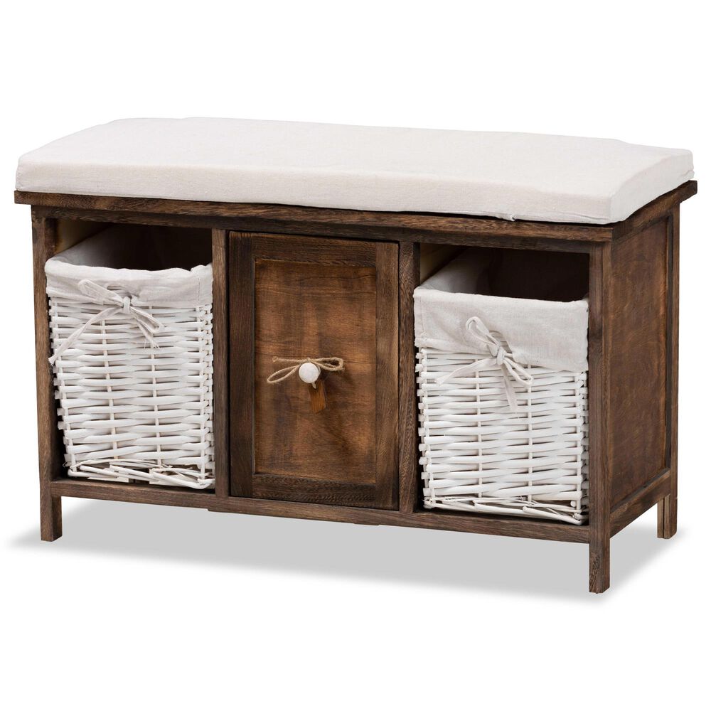 Baxton Studio Dalius 1 Drawer Storage Bench in Walnut Brown, , large