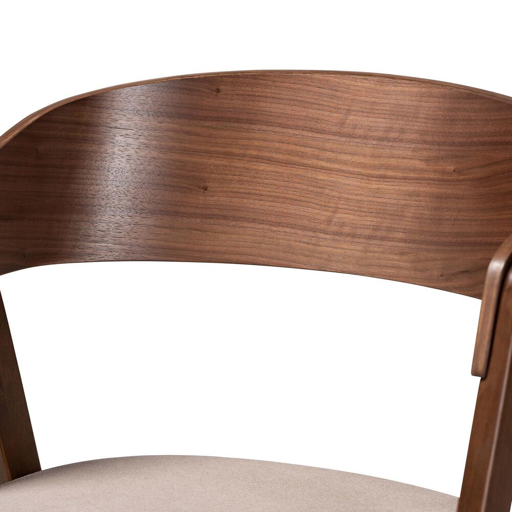 Baxton Studio Danton Arm Chair with Beige Cushion in Walnut Brown (Set of 2), , large