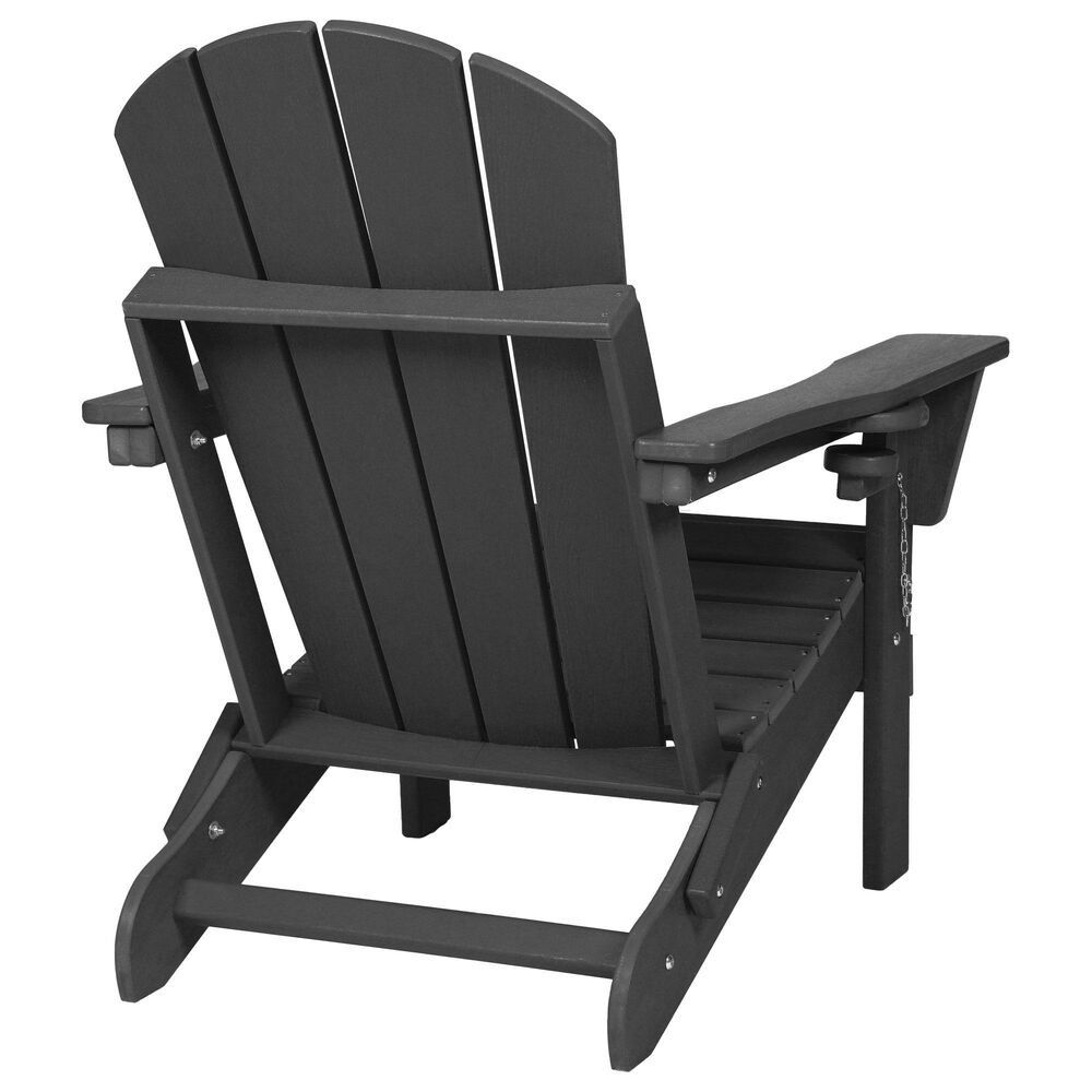 Hearth and Haven Patio Folding Adirondack Chair with Dual Cup Holder in Gray, , large