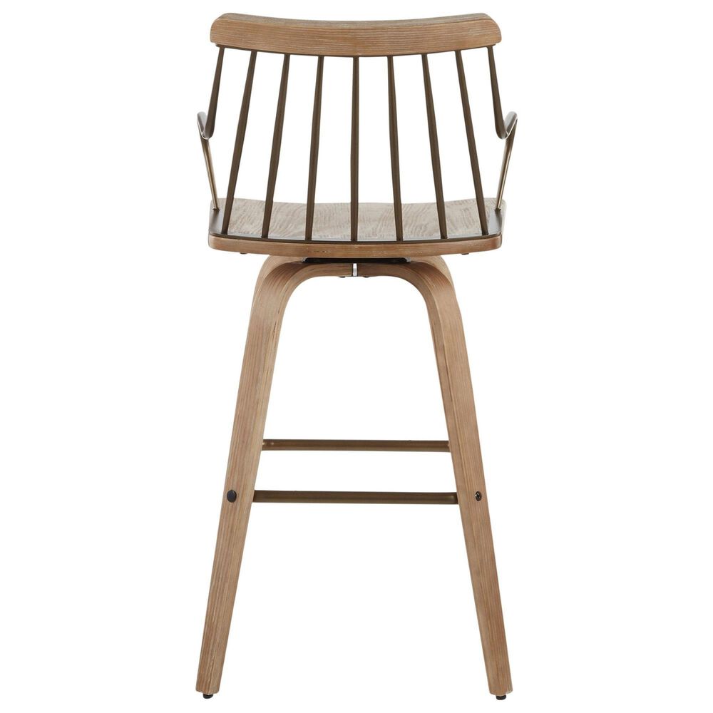 LumiSource Preston Swivel Counter Stool in Whitewashed and Antique Copper, , large