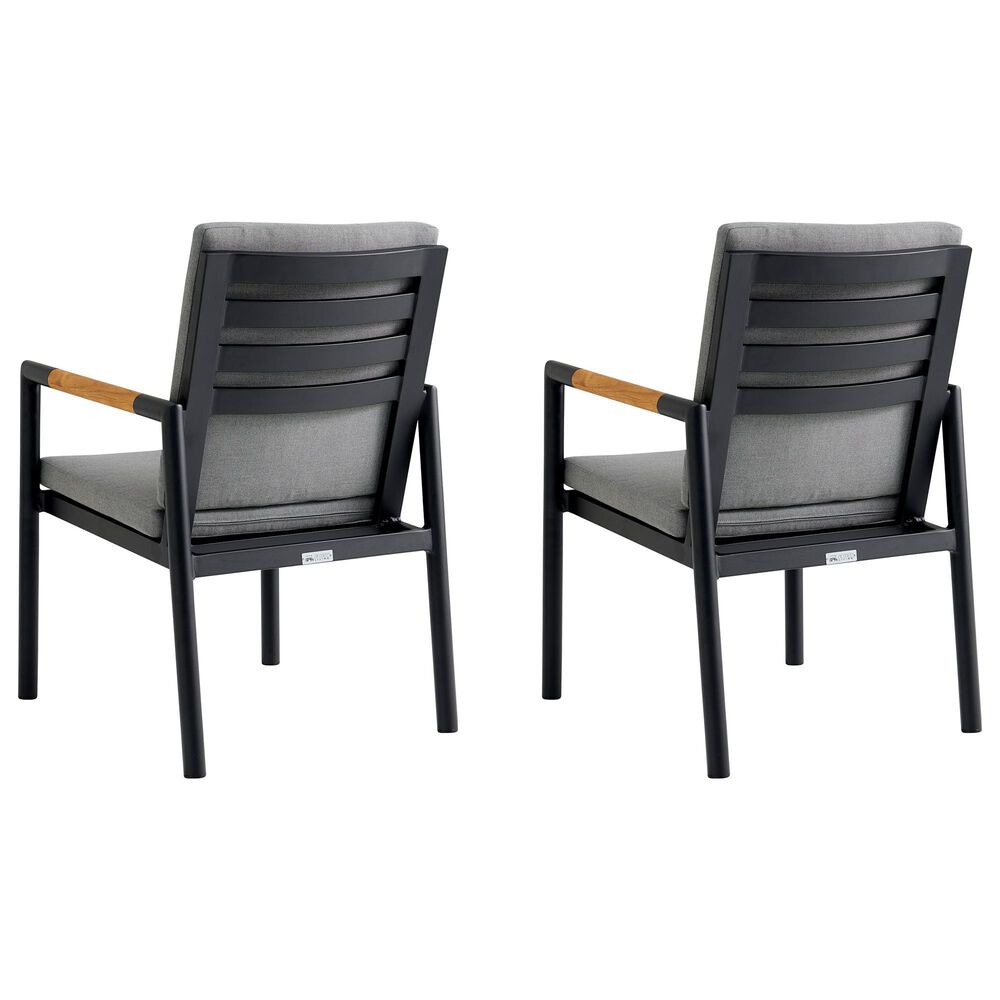 Blue River Crown Outdoor Dining Chair with Dark Gray Cushion in Black and Teak (Set of 2), , large