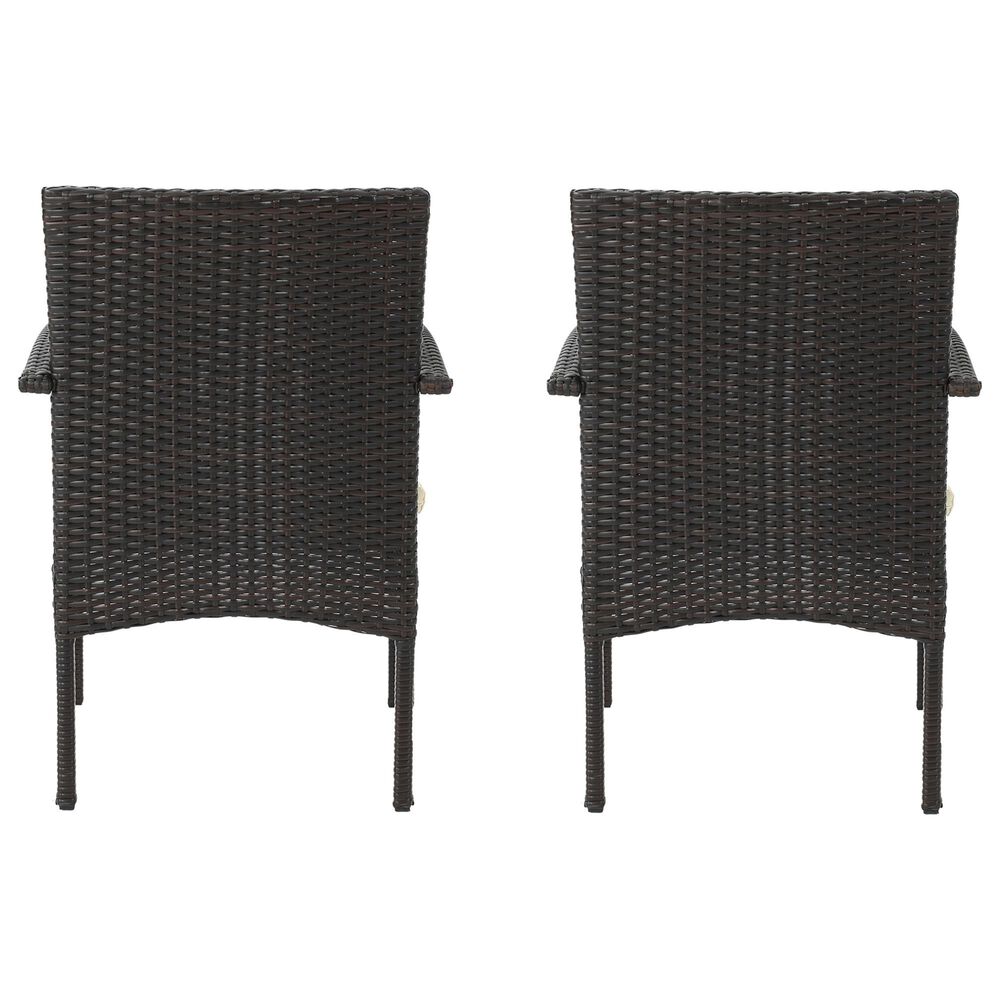 Hearth and Haven Cordoba Outdoor Dining Chair with Beige Cushions in Brown &#40;Set of 2&#41;, , large