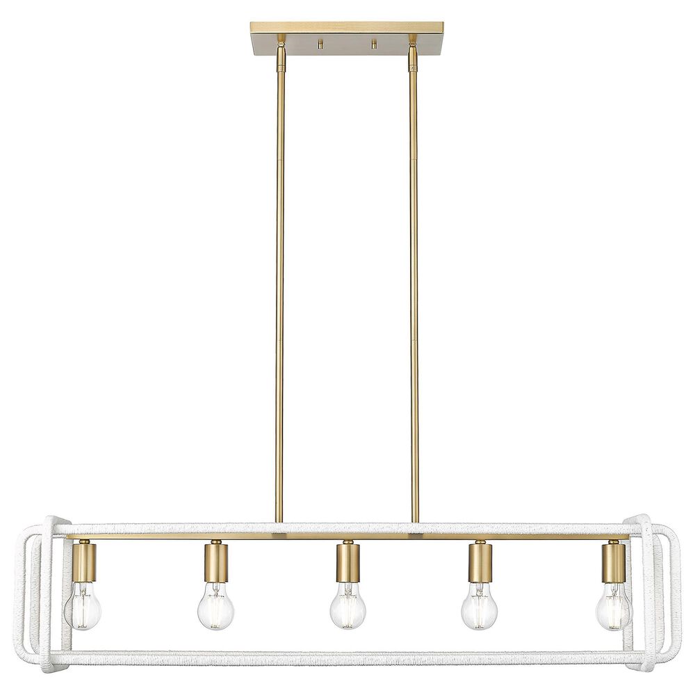 Golden Lighting Camden 5-Light Linear Pendant in Brushed Champagne Bronze and Bleached White, , large