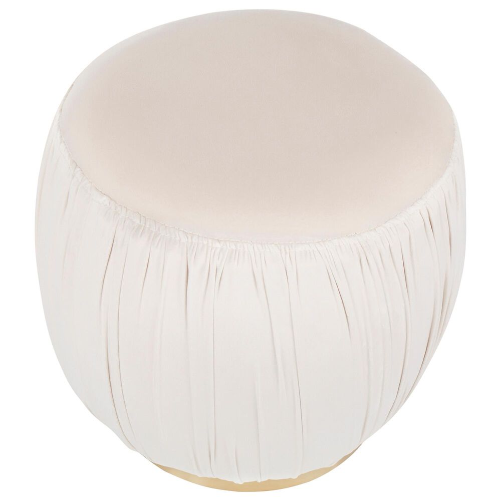 Lumisource Ruched Ottoman in Cream Velvet and Gold, , large