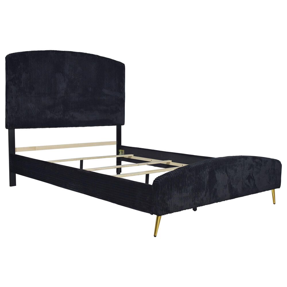 New Heritage Design Kailani Queen Upholstered Bed in Black, , large