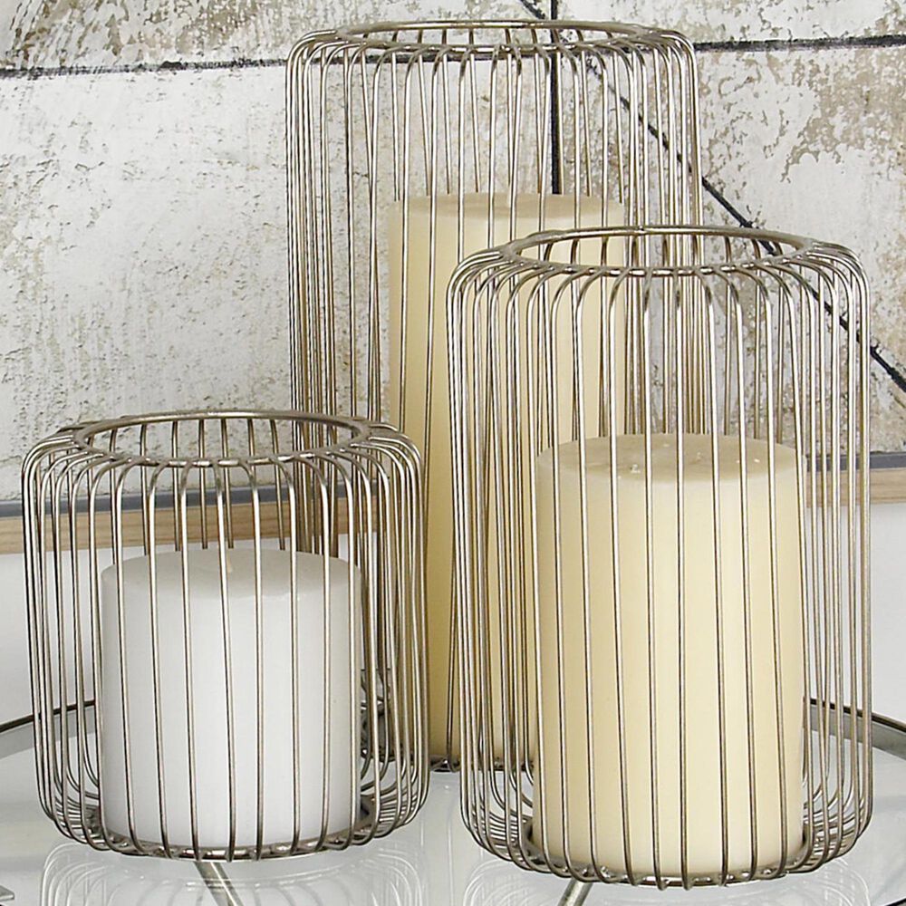 Maple and Jade Metal Lantern in Silver &#40;Set of 3&#41;, , large