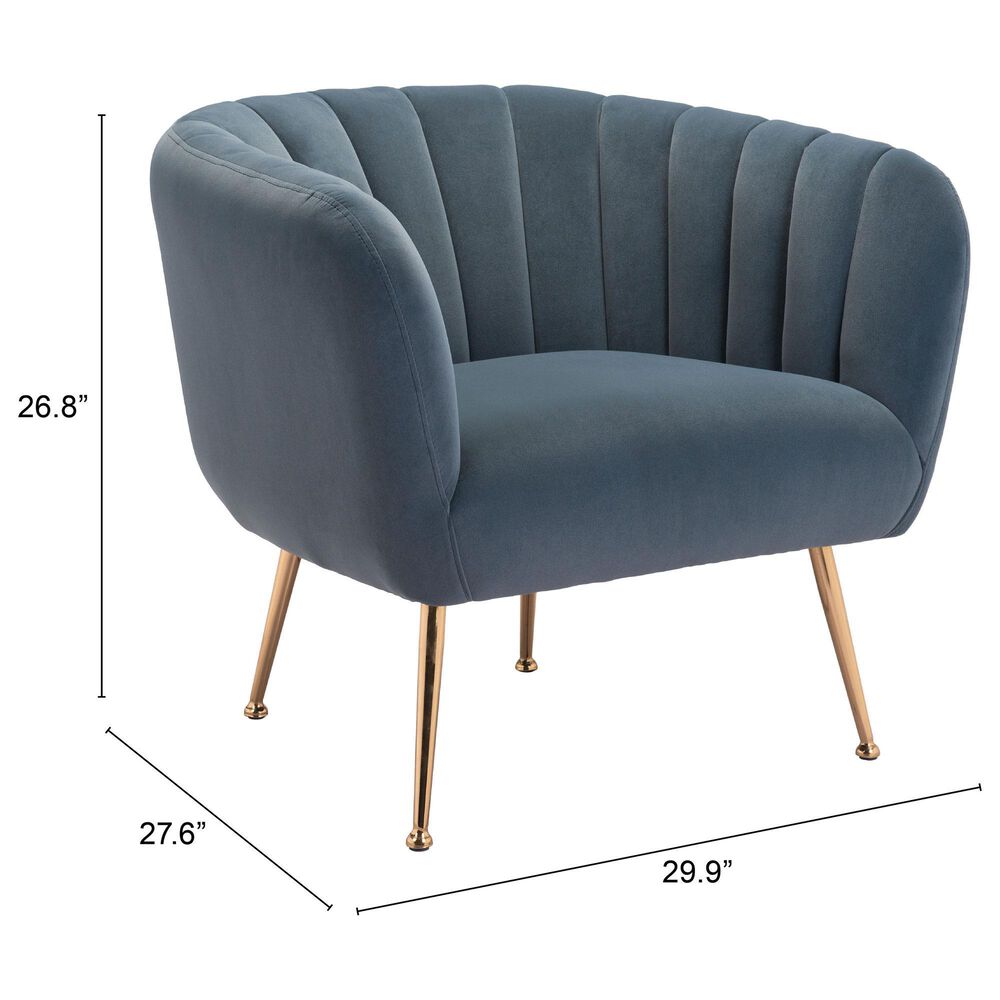 Zuo Modern Deco Accent Chair in Gray Velvet, , large
