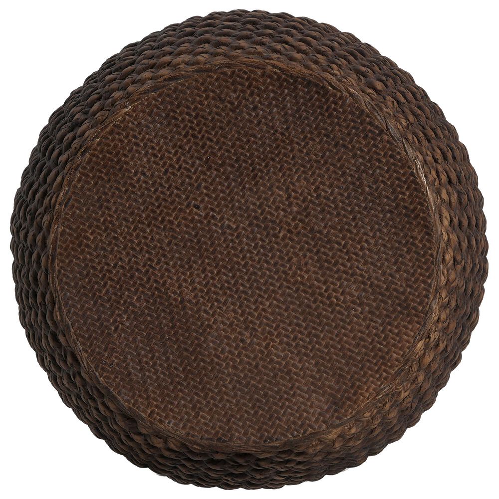 Hearth and Haven Outdoor Faux Rattan Side Table with Basket Weave Pattern in Brown, , large