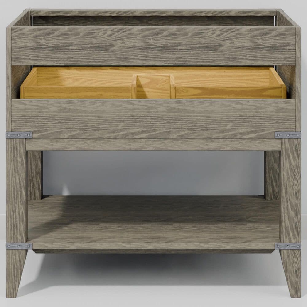 Lexora Home Norwalk 36" Single Bathroom Vanity in Grey Oak with White Quartz Top and Rectangular Sink, , large