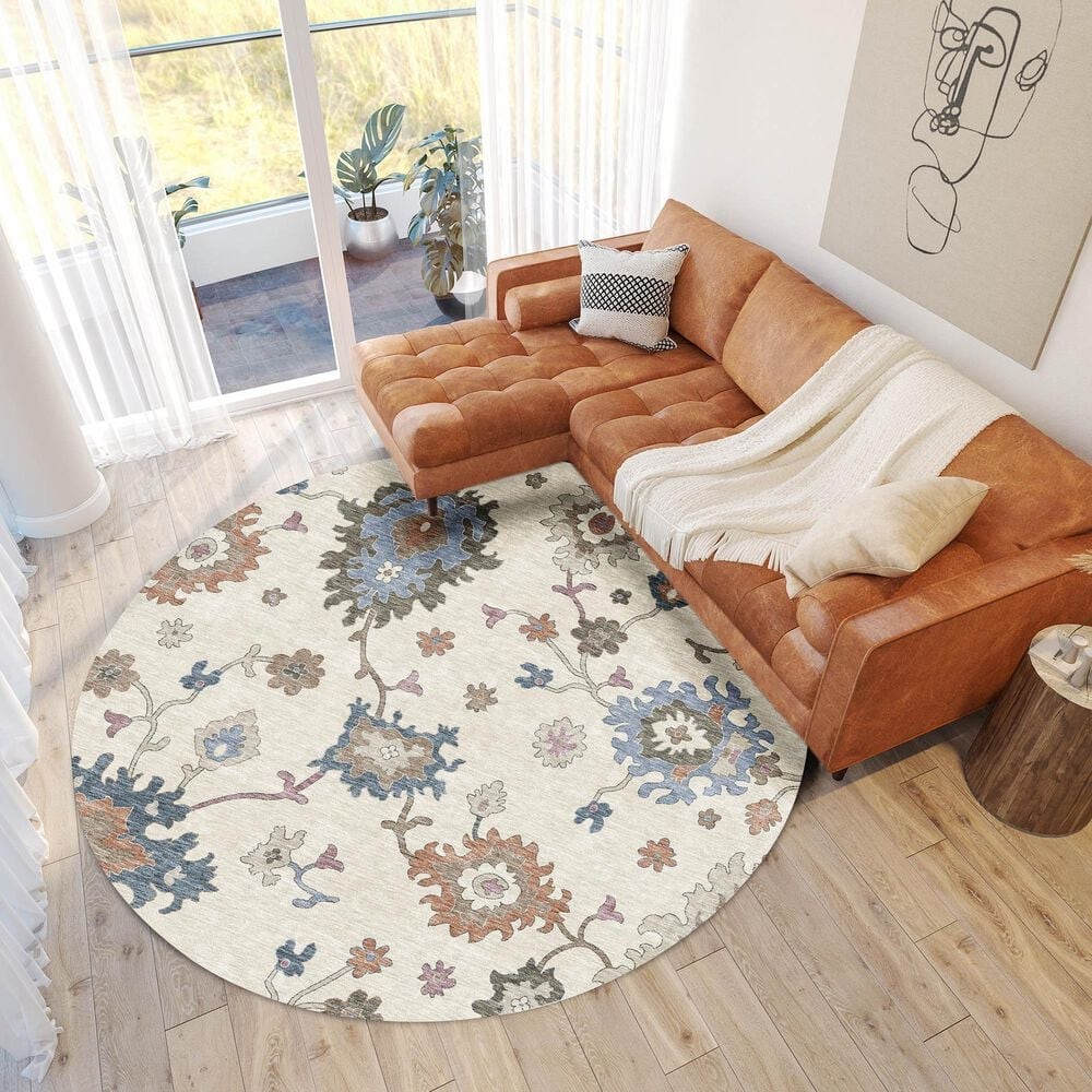 37B Hatay HY4 8&#39; Round Ivory Area Rug, , large