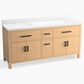 Kohler Kresla 72" Double Bathroom Vanity in Light Oak with 3 cm White Quartz Top and Rectangular Sinks, , large