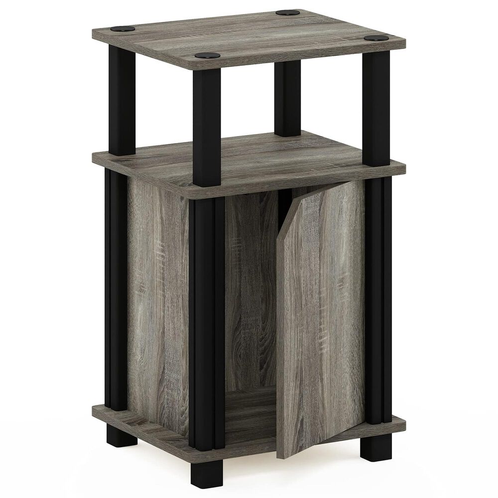 HOMLUX Brahms 3-Tier End Table in French Oak Grey and Black, , large