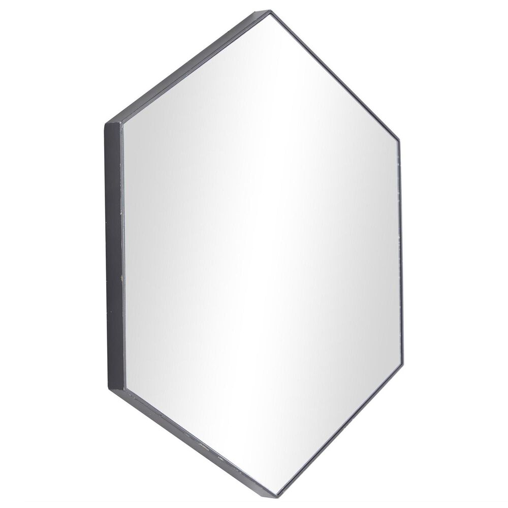 Maple and Jade 21&quot; x 24&quot; Hexagon Wall Mirror with Thin Minimalistic Frame in Black, , large