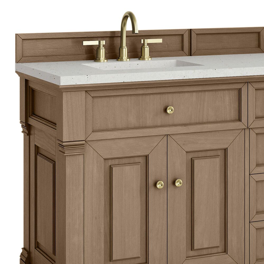 James Martin Vanities Brookfield 72" Double Bathroom Vanity in Pecan with 3cm Lime Delight Quartz Top and Rectangular Sinks, , large