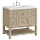 James Martin Vanities Breckenridge 36" Single Vanity in Whitewashed Oak with 3 cm Arctic Fall Solid Surface Top, , large