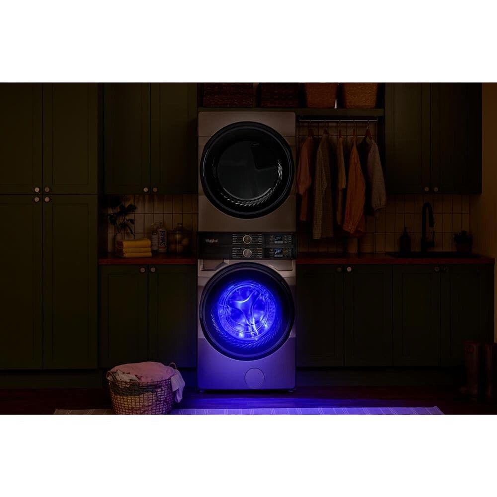 Whirlpool 4.5 Cu. Ft. Smart Front Load Washer and 7.4 Cu. Ft. Electric Dryer Stack Laundry in Radiant Silver, , large