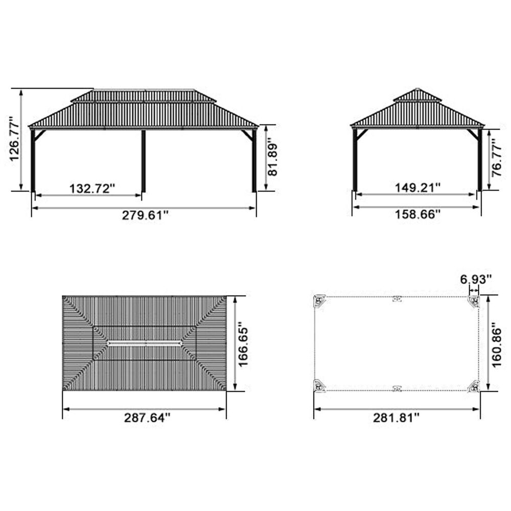 HOMLUX 24-ft x 14-ft Aluminum Pavilion Gazebo Gray Gazebo with Hardtop Roof (Screen Included), , large