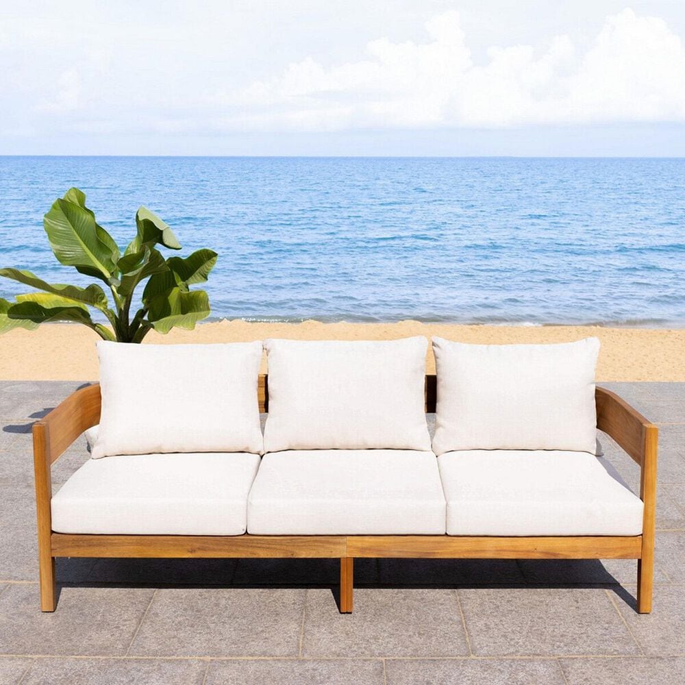 Safavieh Theo 3-Seater Outdoor Sofa in Taupe, , large
