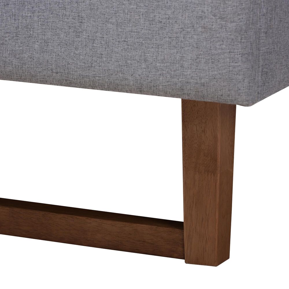 Baxton Studio Liliya Full Platform Bed Frame with Light Grey Upholstered in Walnut Brown, , large